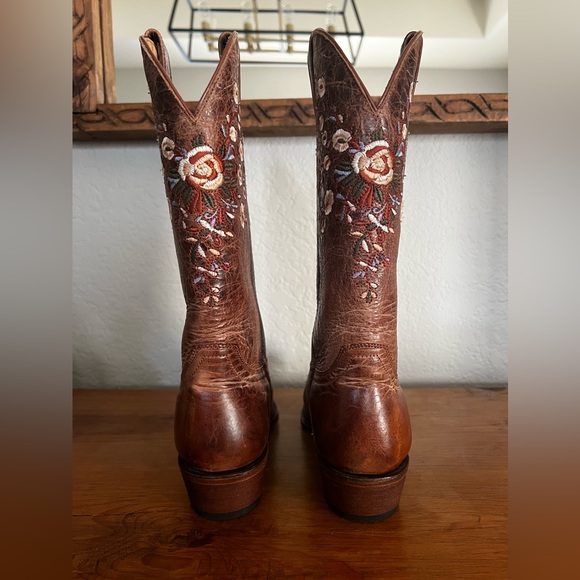 Shyanne Maisie Floral Brown Leather Embroidered Western Cowboy Boots - Sz 8 - Picture 3 of 10